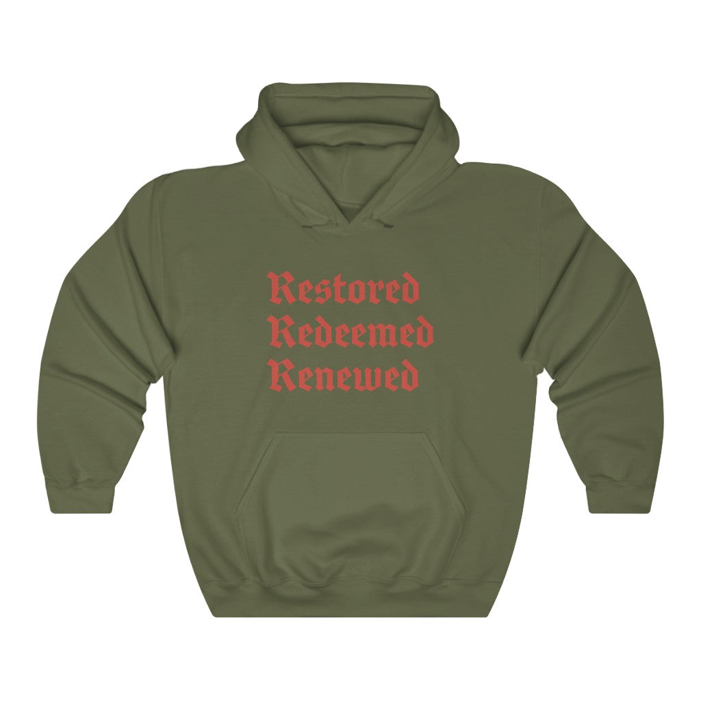 Redeemed Restored Renewed Christian Hoodie