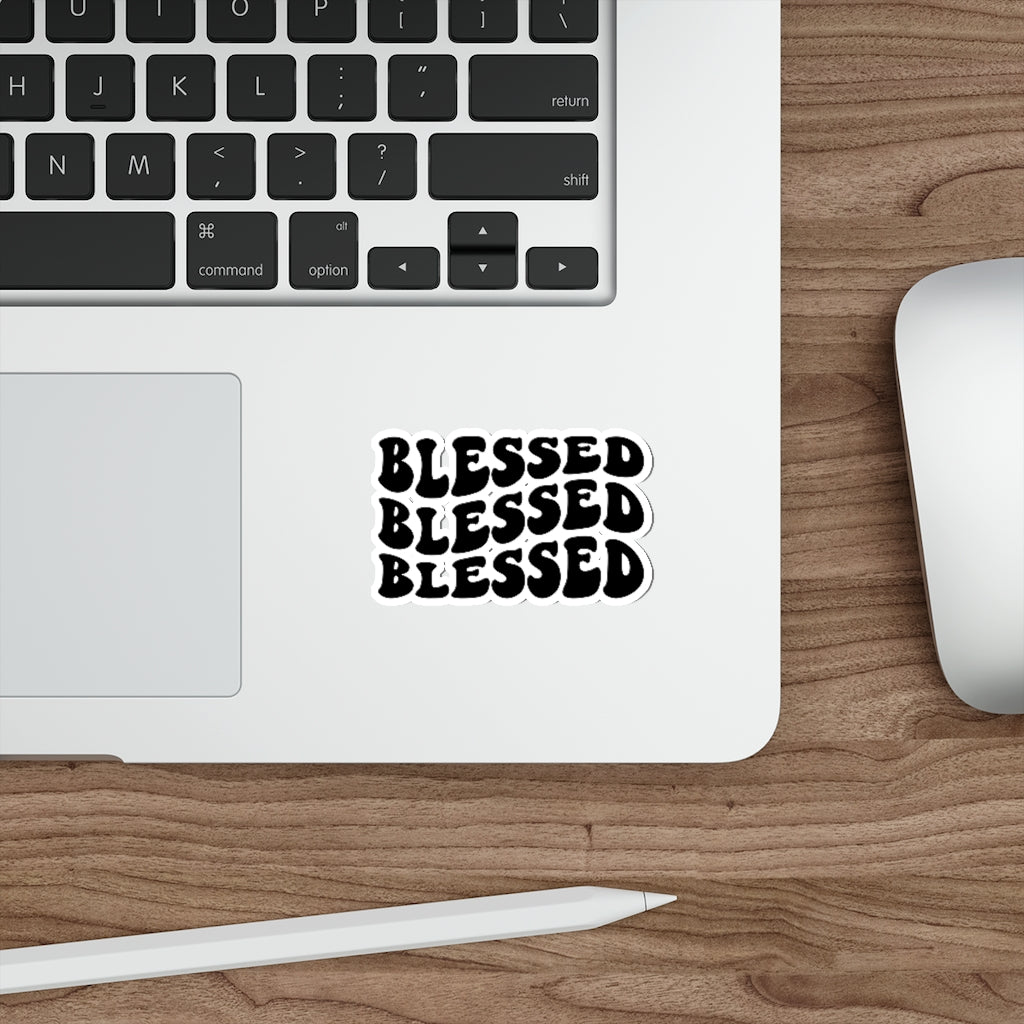 Blessed Blessed Blessed Wavy Hippie Christian Sticker