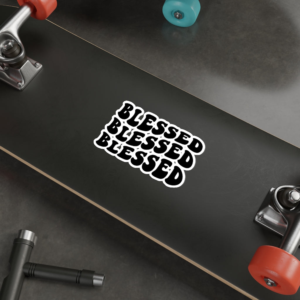 Blessed Blessed Blessed Wavy Hippie Christian Sticker