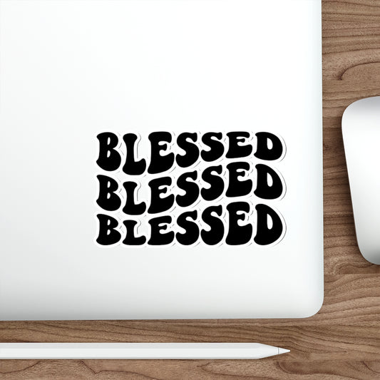 Blessed Blessed Blessed Wavy Hippie Christian Sticker