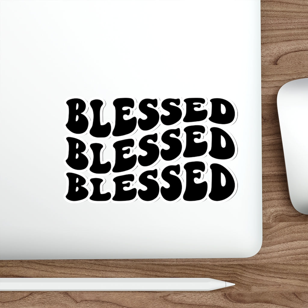 Blessed Blessed Blessed Wavy Hippie Christian Sticker