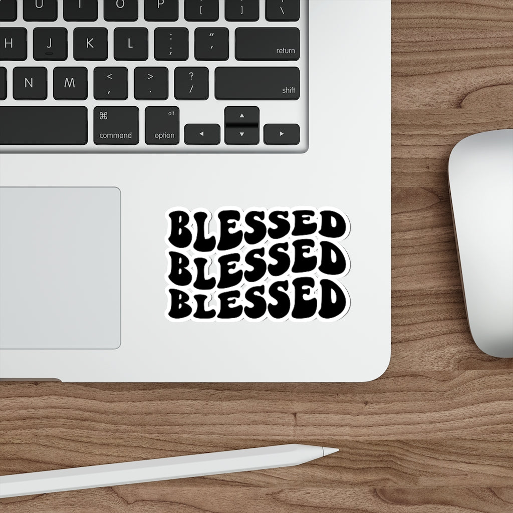 Blessed Blessed Blessed Wavy Hippie Christian Sticker